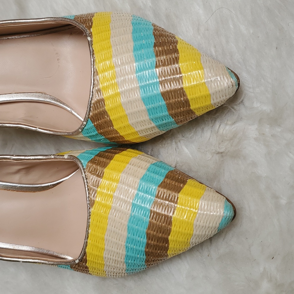 Krown Kouture Hand Crafted Shelby Pump Stripe Heels Size 8 - Picture 4 of 9